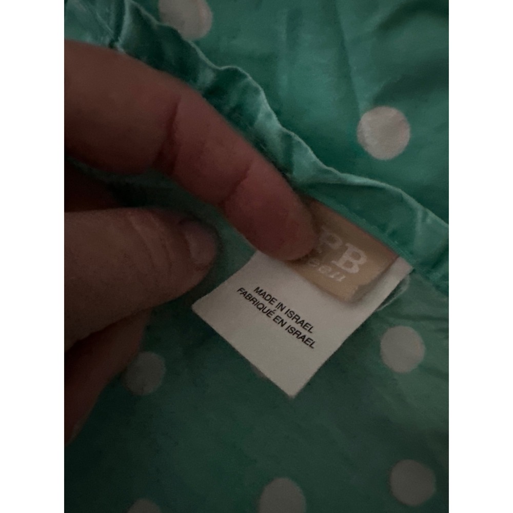 PBteen Pottery Barn Teal Polka Dot Organic Cotton Full Sheet Set No Pillowcases - Picture 3 of 4